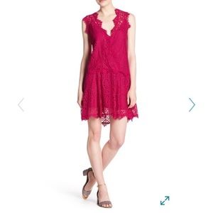 Free People Pink Heart In Two Lace Mini Dress